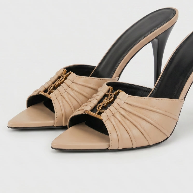 Capri Patent High Heels Beige