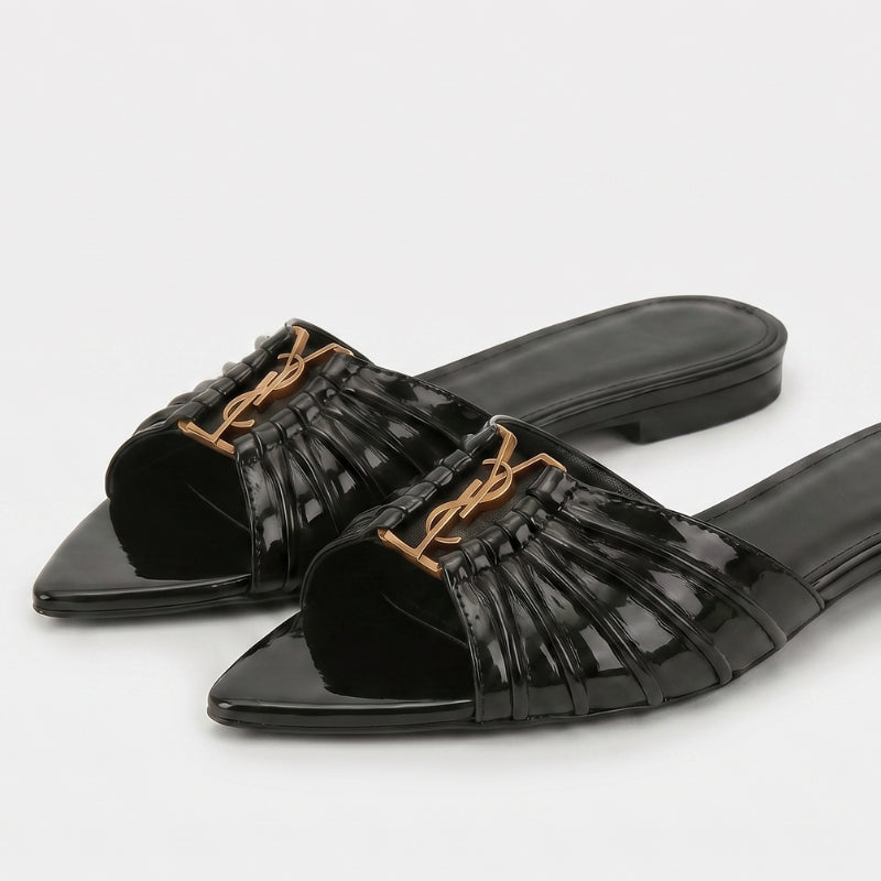 Capri Patent Flats Black