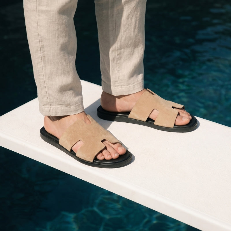 Monaco Slide Suede Denim Blue