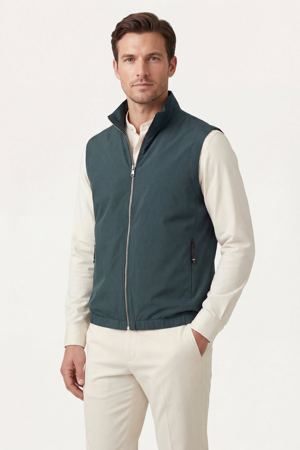 Lecco Stand-Collar Zip Vest Pino