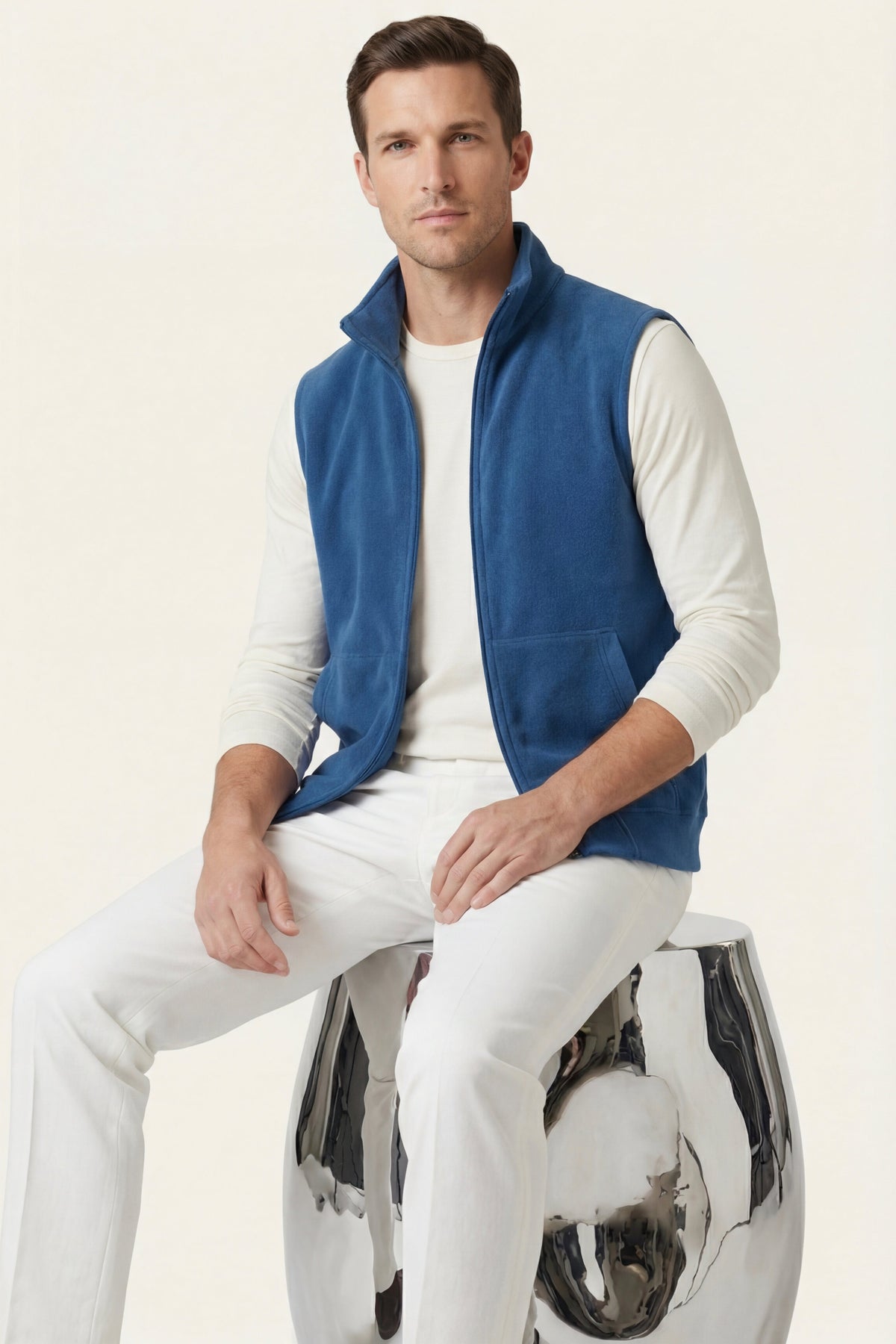 Livigno Brushed Fleece Vest Cobalt