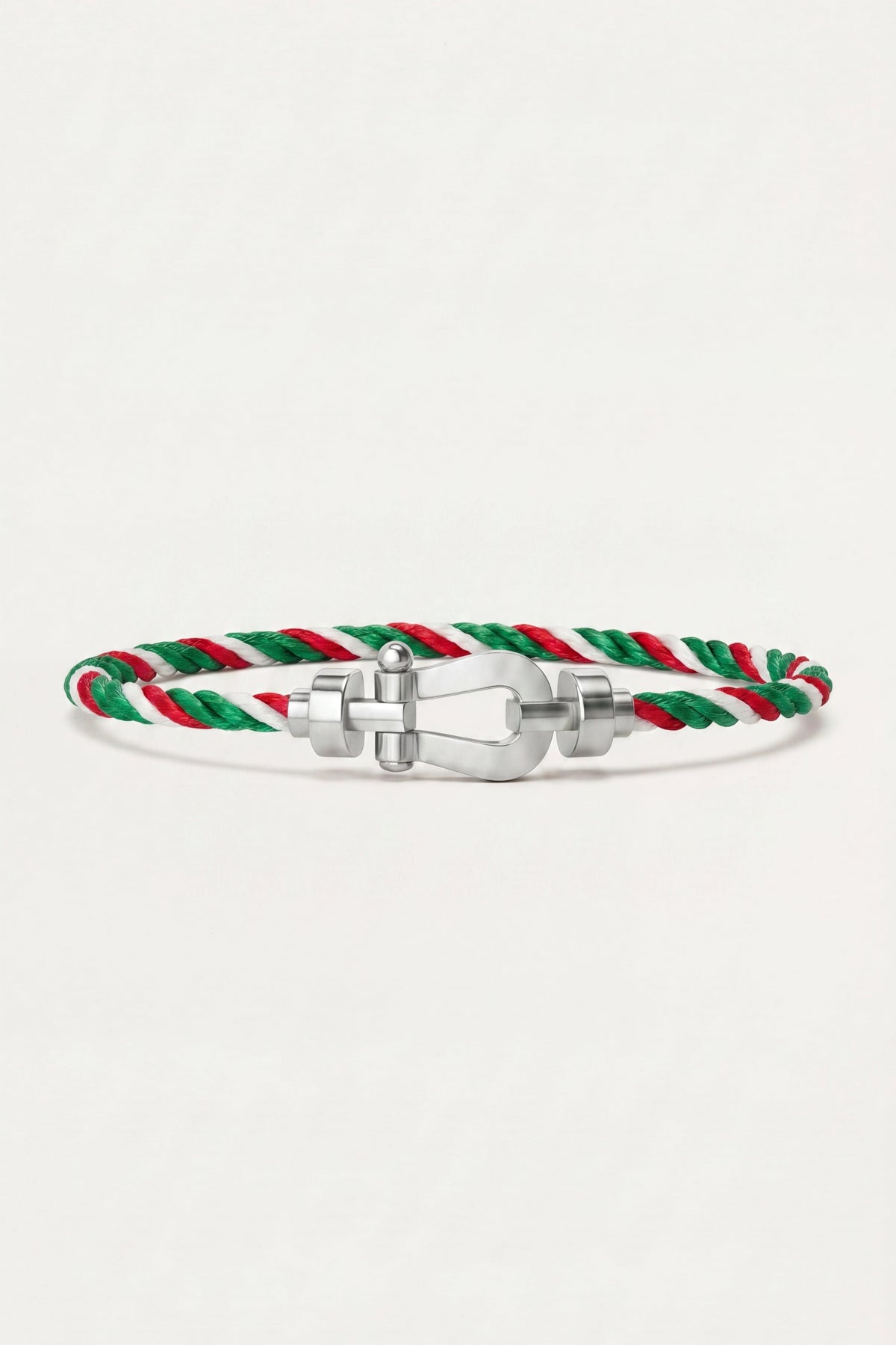 Levanto Platinum Rope Bracelet Green/Red/White