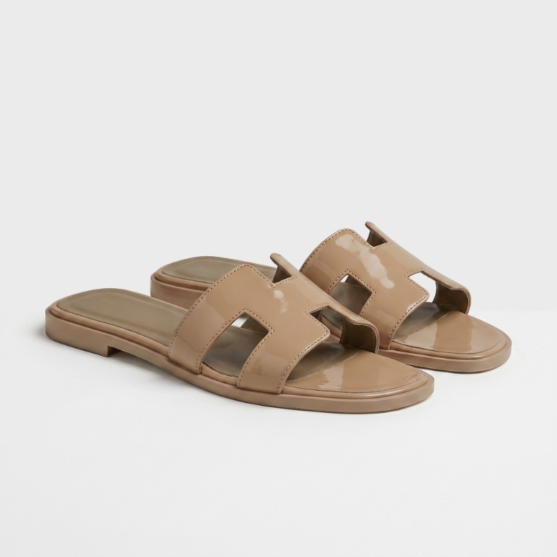 Riviera Flat Slide Women Nude Patent