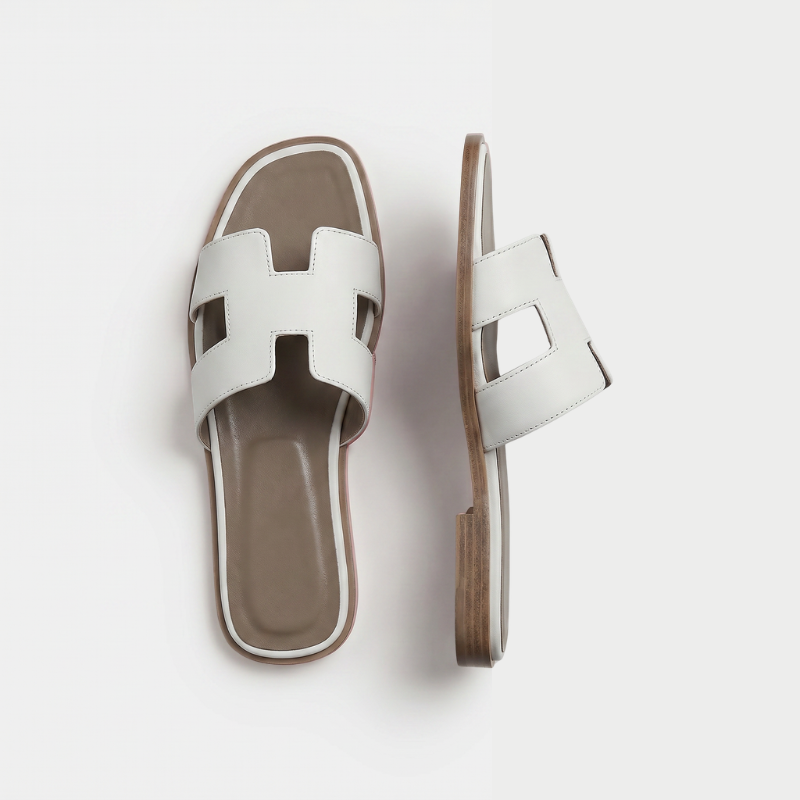 Riviera Flat Slide Women White Taupe
