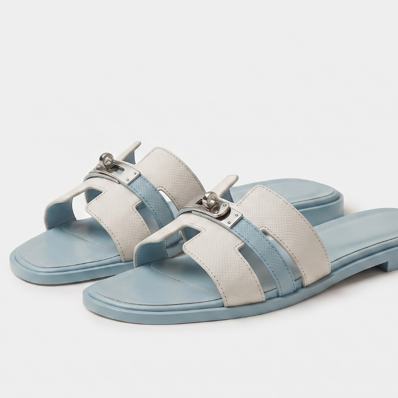 Marbella Slide Women White & Powder Blue