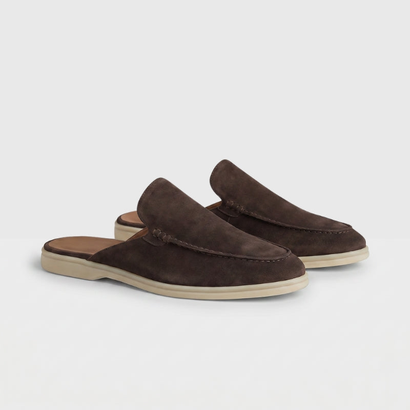 Positano Suede Mule Dark Brown