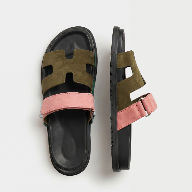 Cannes Suede Slide Women Olive Coral