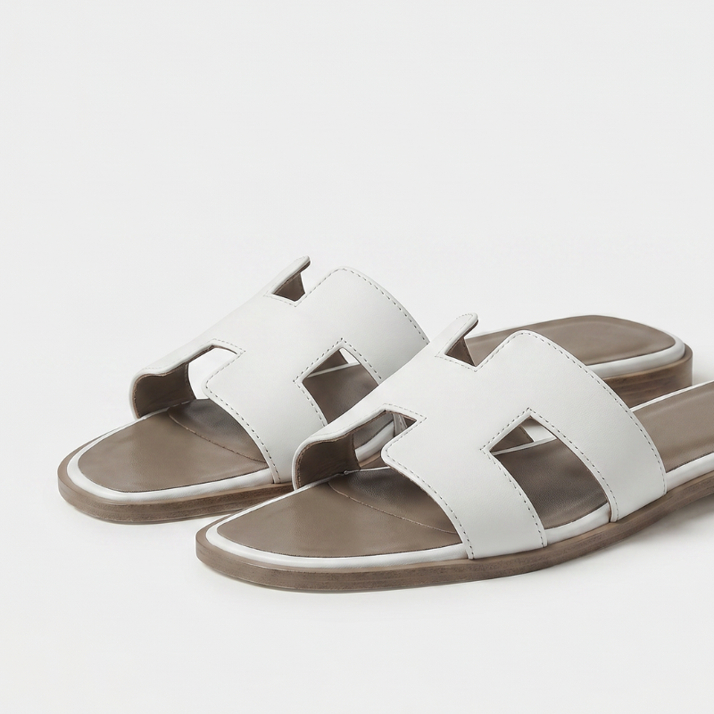 Riviera Flat Slide Women White Taupe