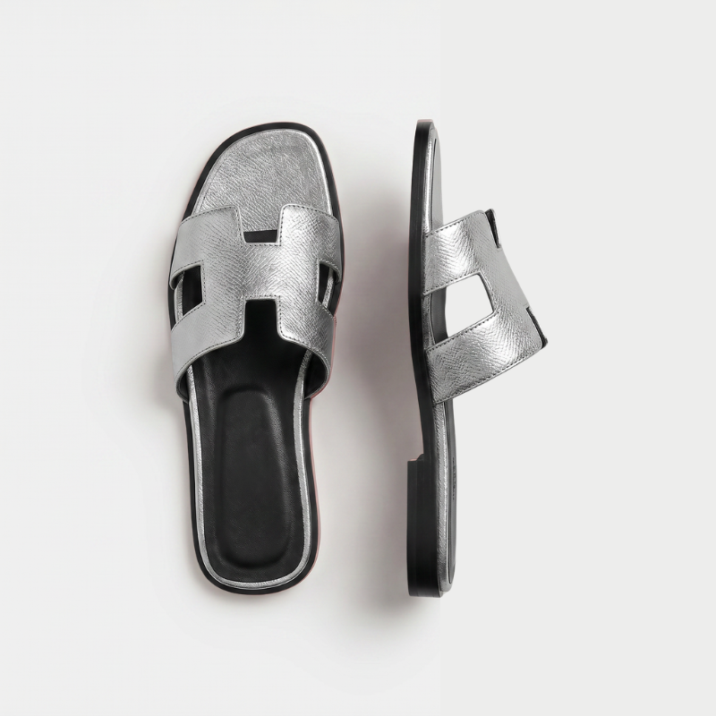Riviera Flat Slide Women Metallic Silver