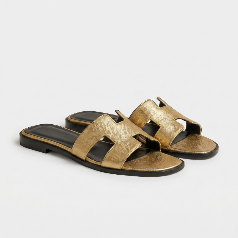 Riviera Flat Slide Women Metallic Gold