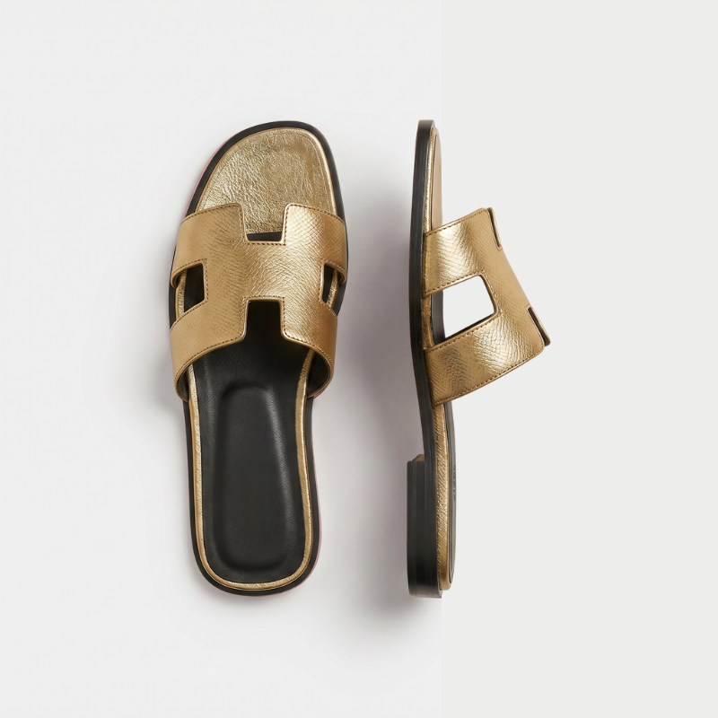 Riviera Flat Slide Women Metallic Gold