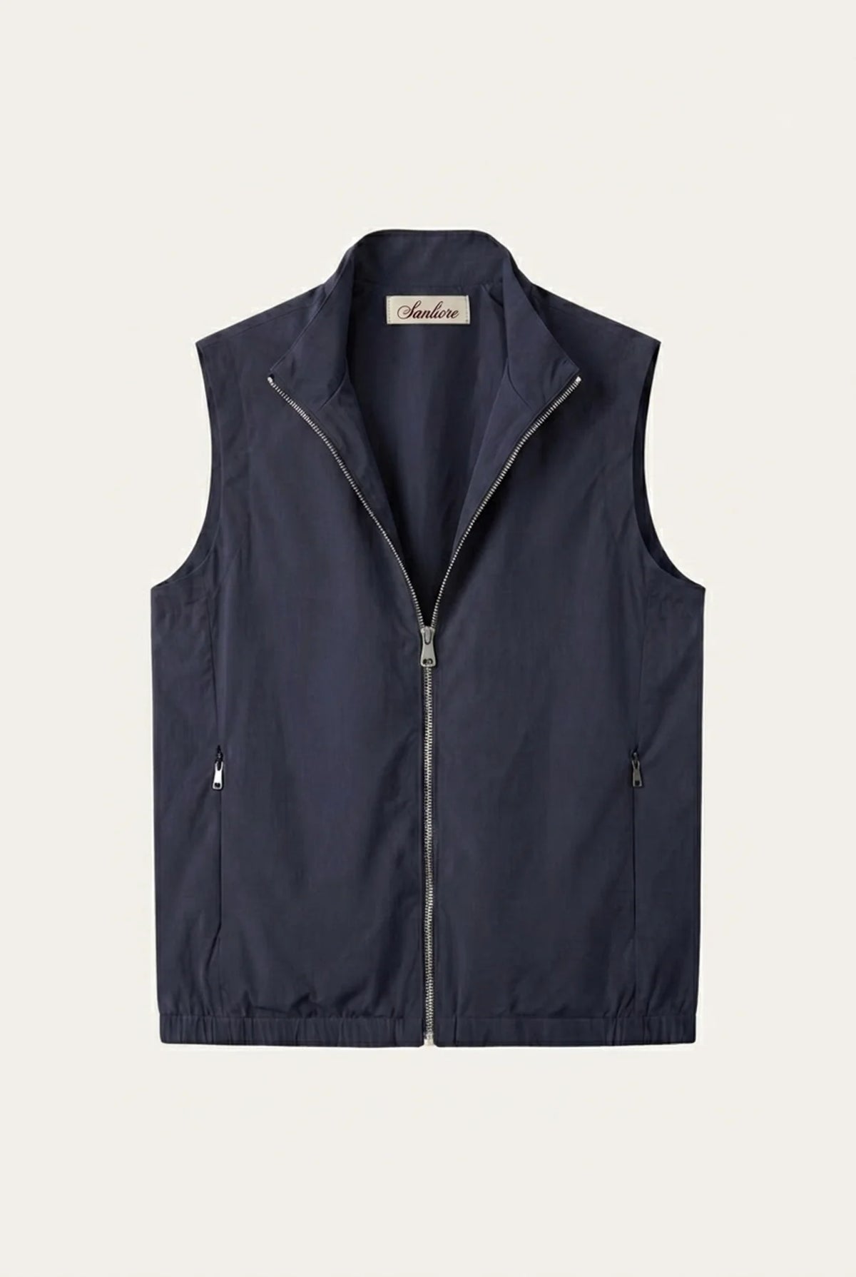 Lecco Stand-Collar Zip Vest Navy