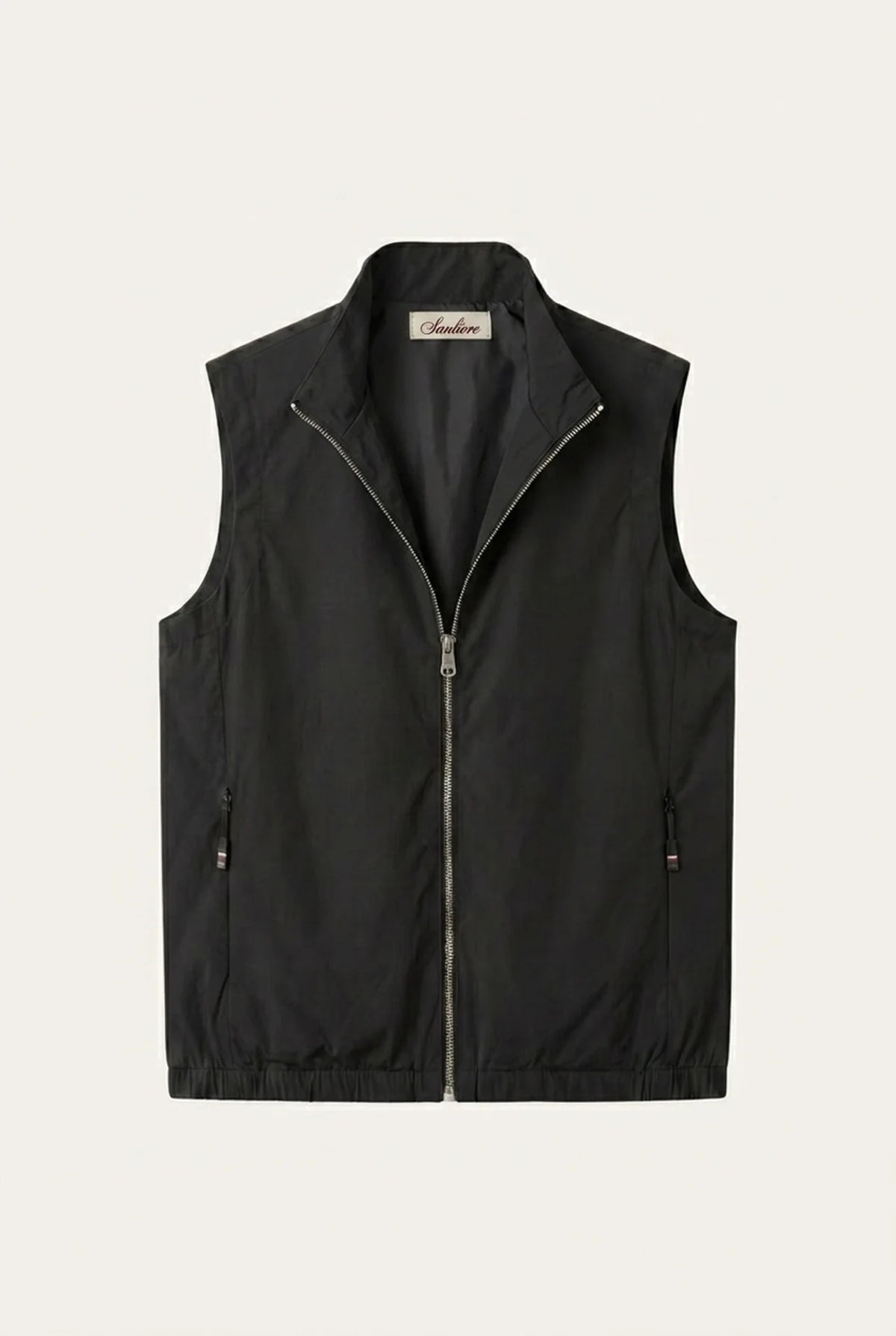 Lecco Stand-Collar Zip Vest Black