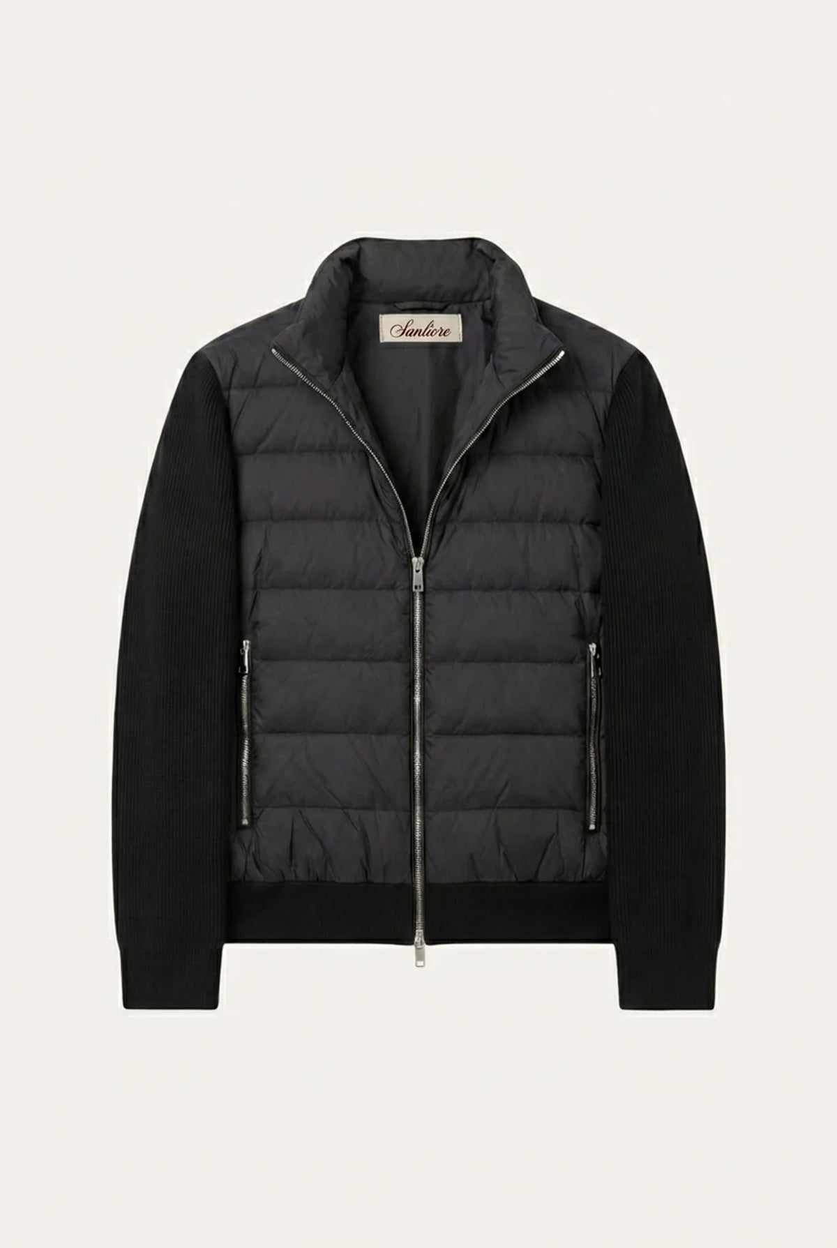 Ferrara Quilted Knit Hybrid Jacket Black
