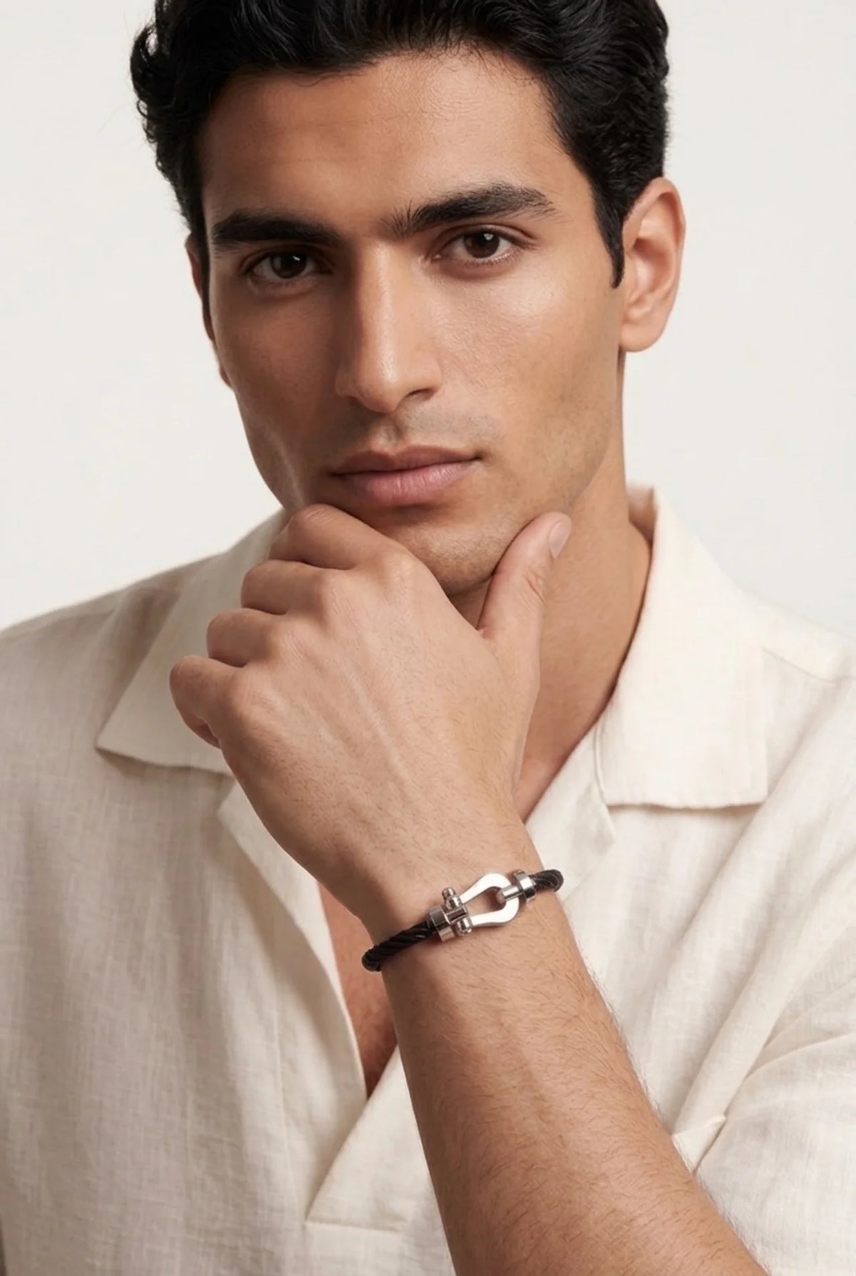 Levanto Platinum Rope Bracelet Onyx Black