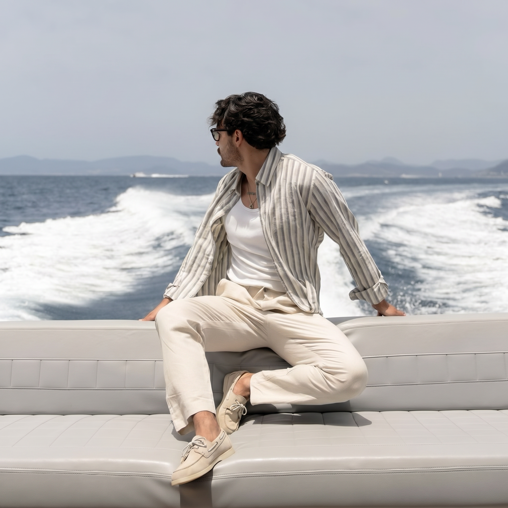 Portofino Boat Shoe Suede Chalk White