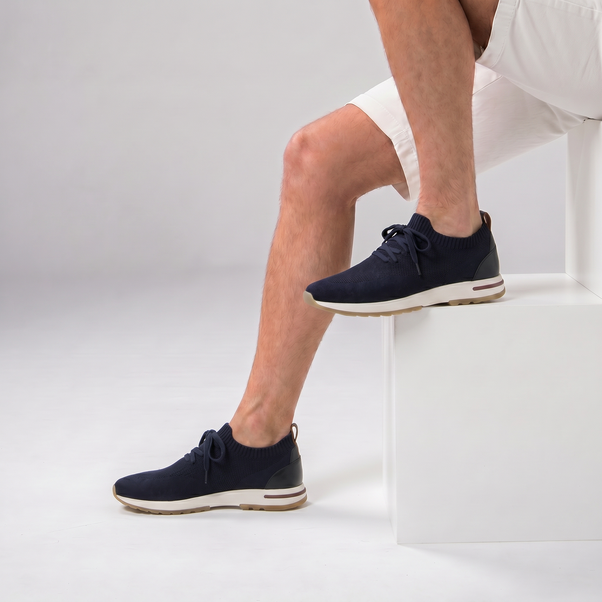 Siena Knit Sneaker Navy Cognac