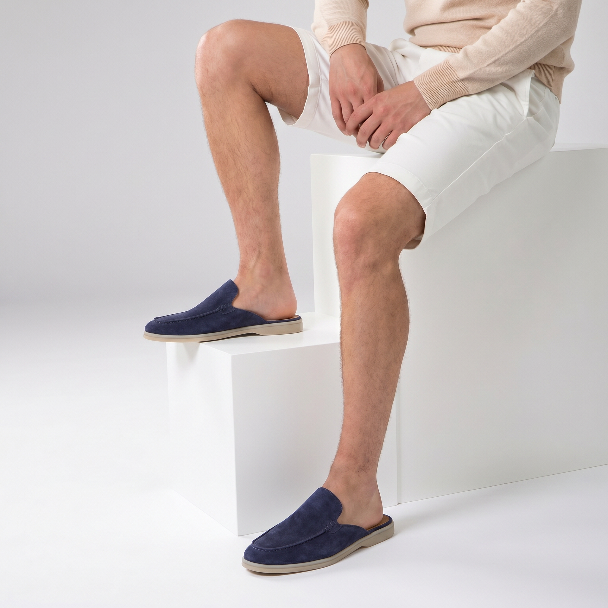 Positano Suede Mule Navy