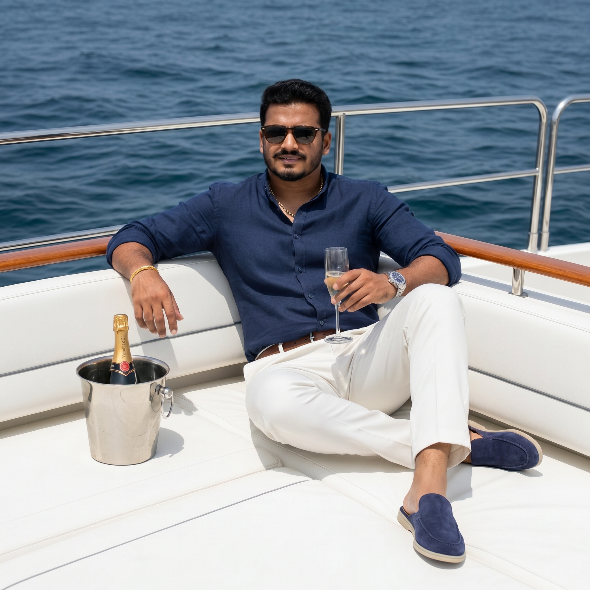 Positano Suede Mule Navy