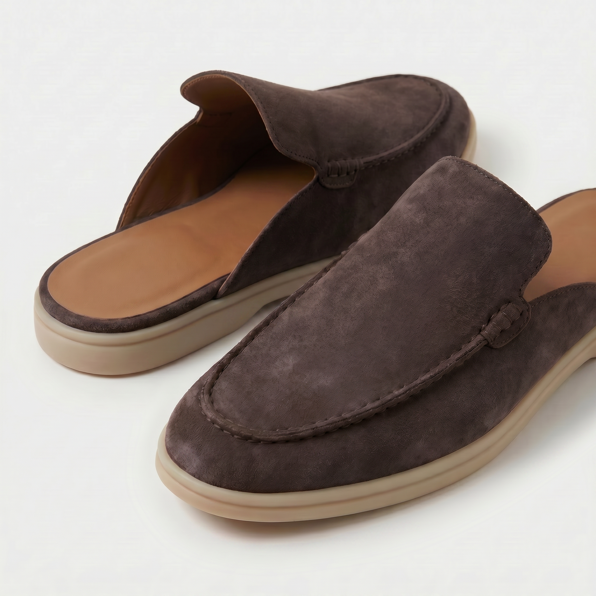 Positano Suede Mule Dark Brown