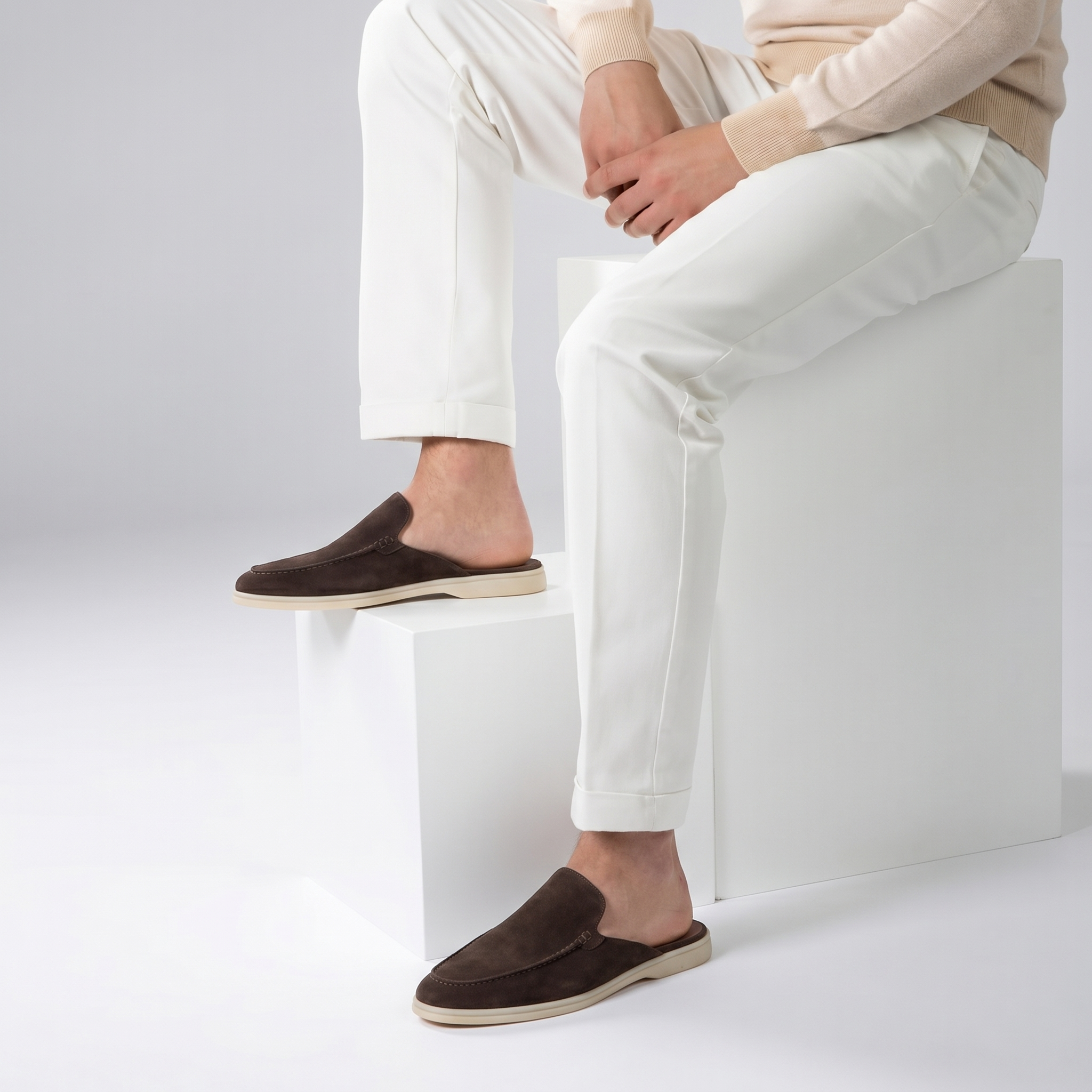 Positano Suede Mule Dark Brown