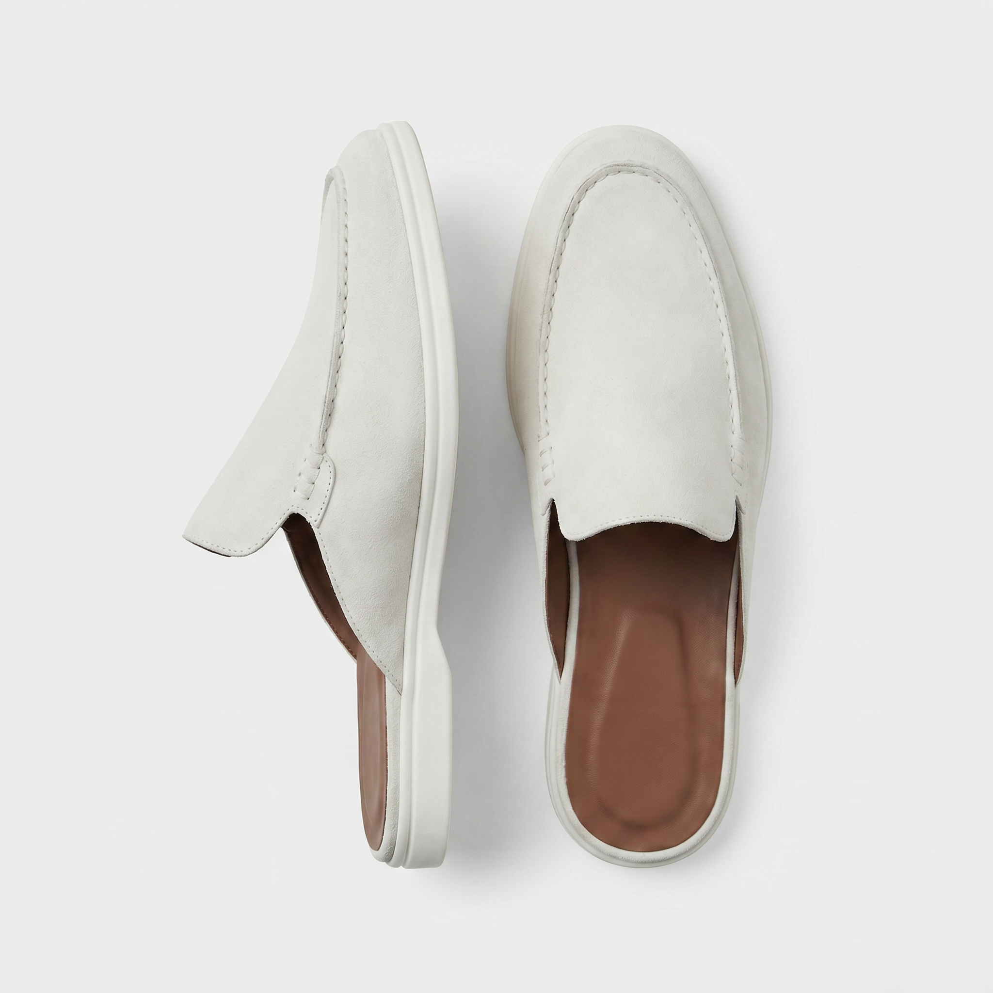 Positano Suede Mule Chalk White