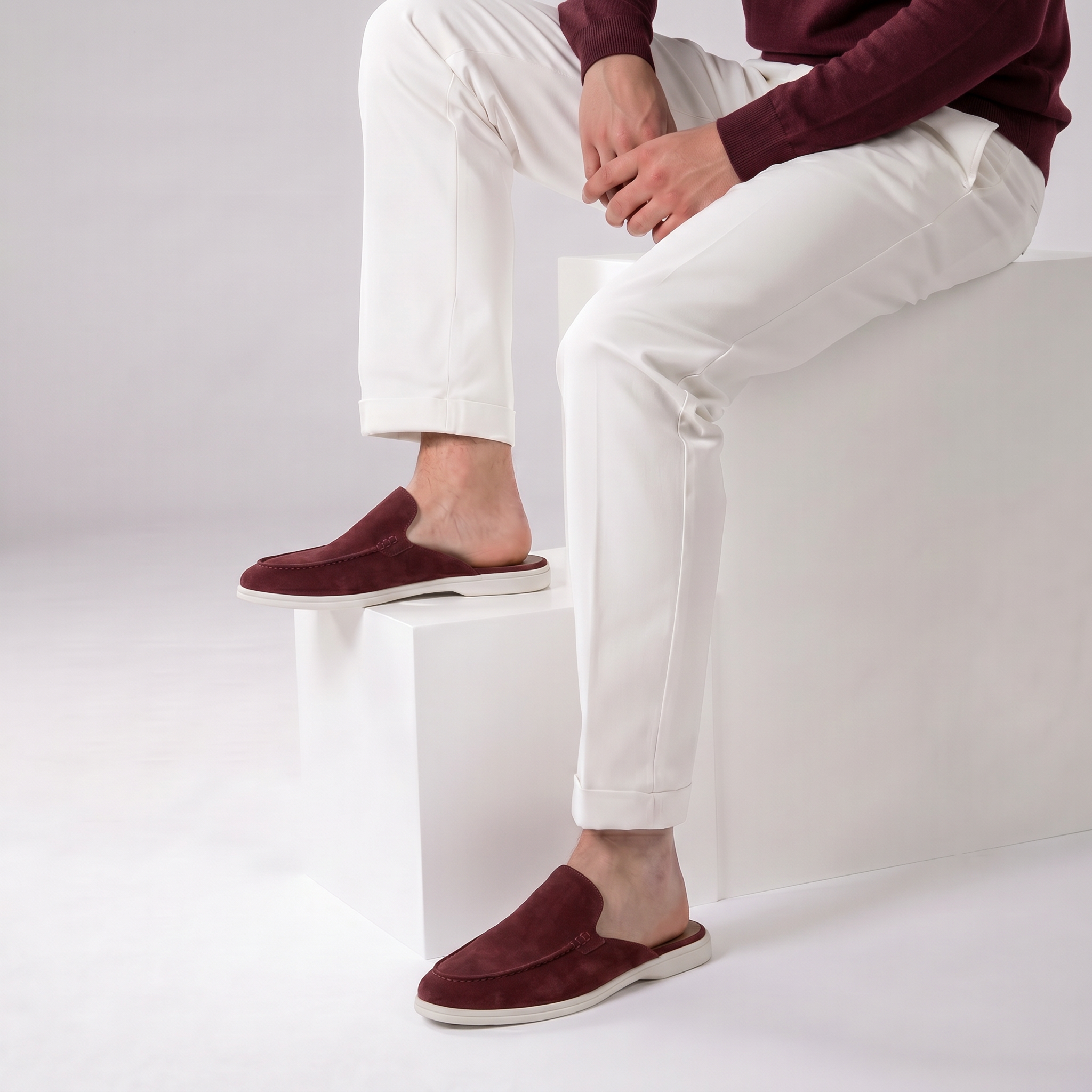 Positano Suede Mule Burgundy