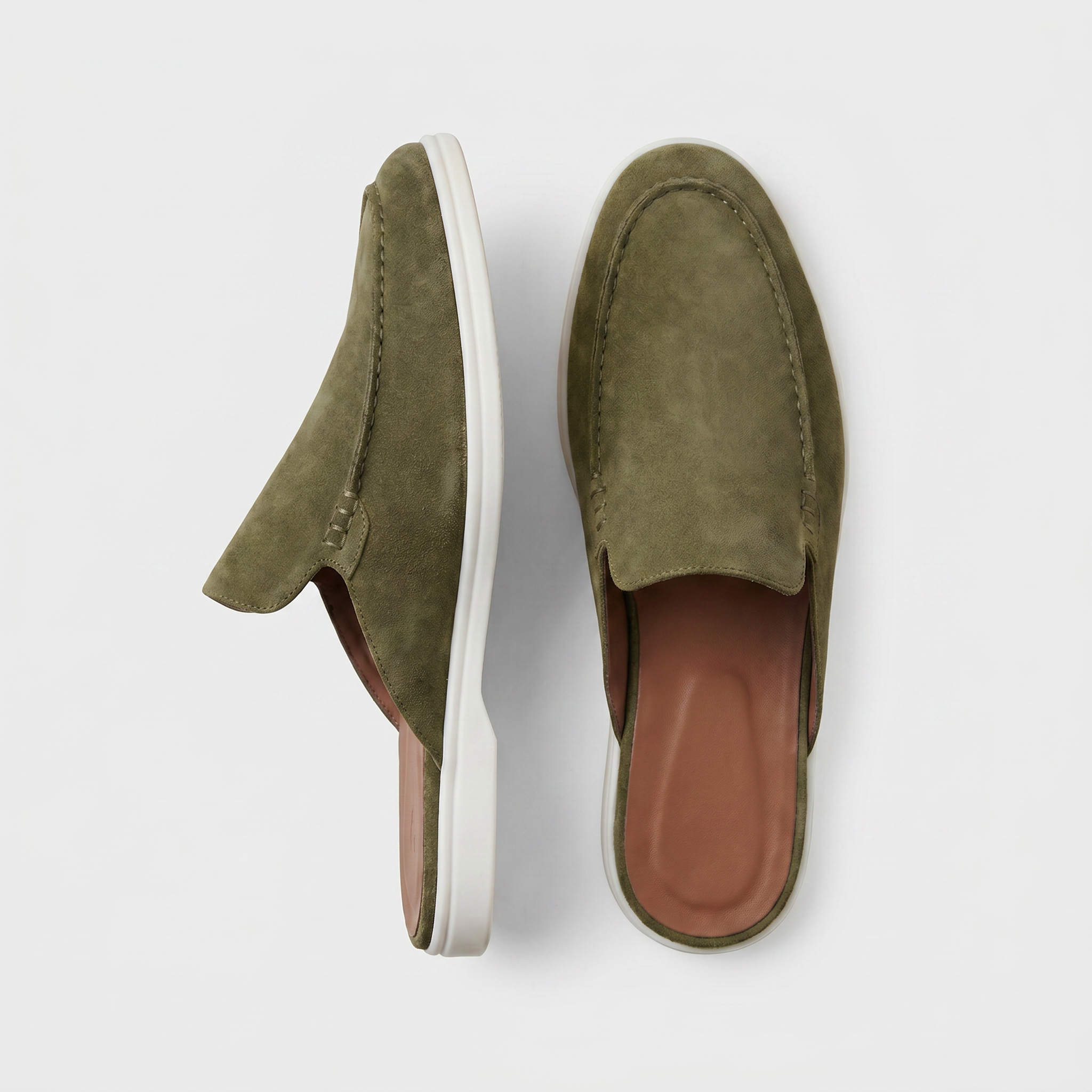 Positano Suede Mule Dark Green