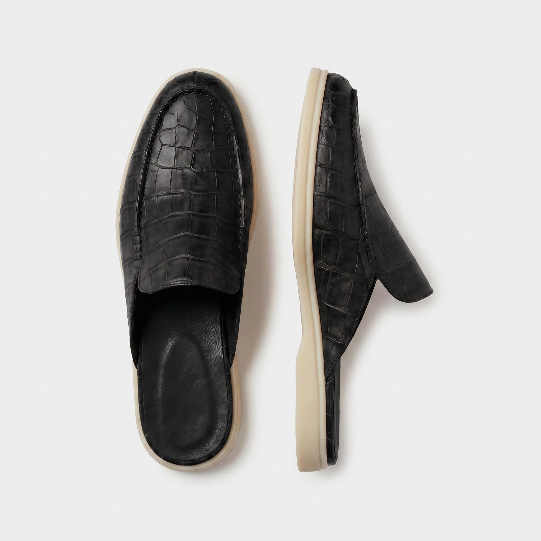 Positano Croco Mule Black