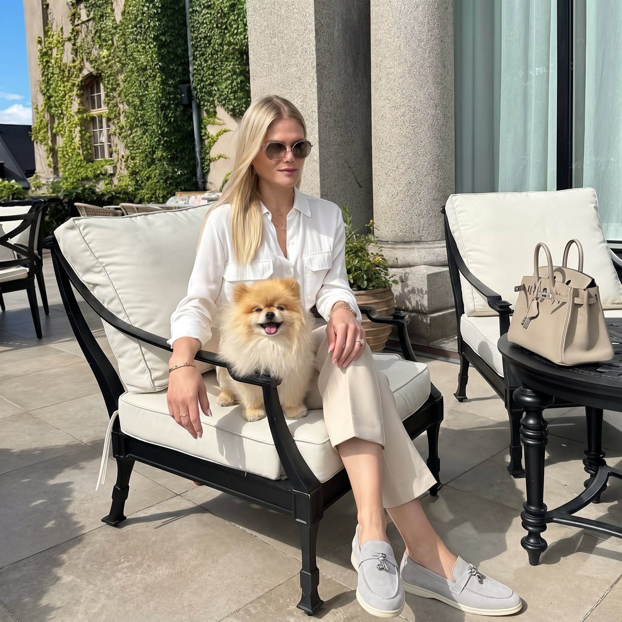 Wildleder-Slipper Damen Kreideweiß