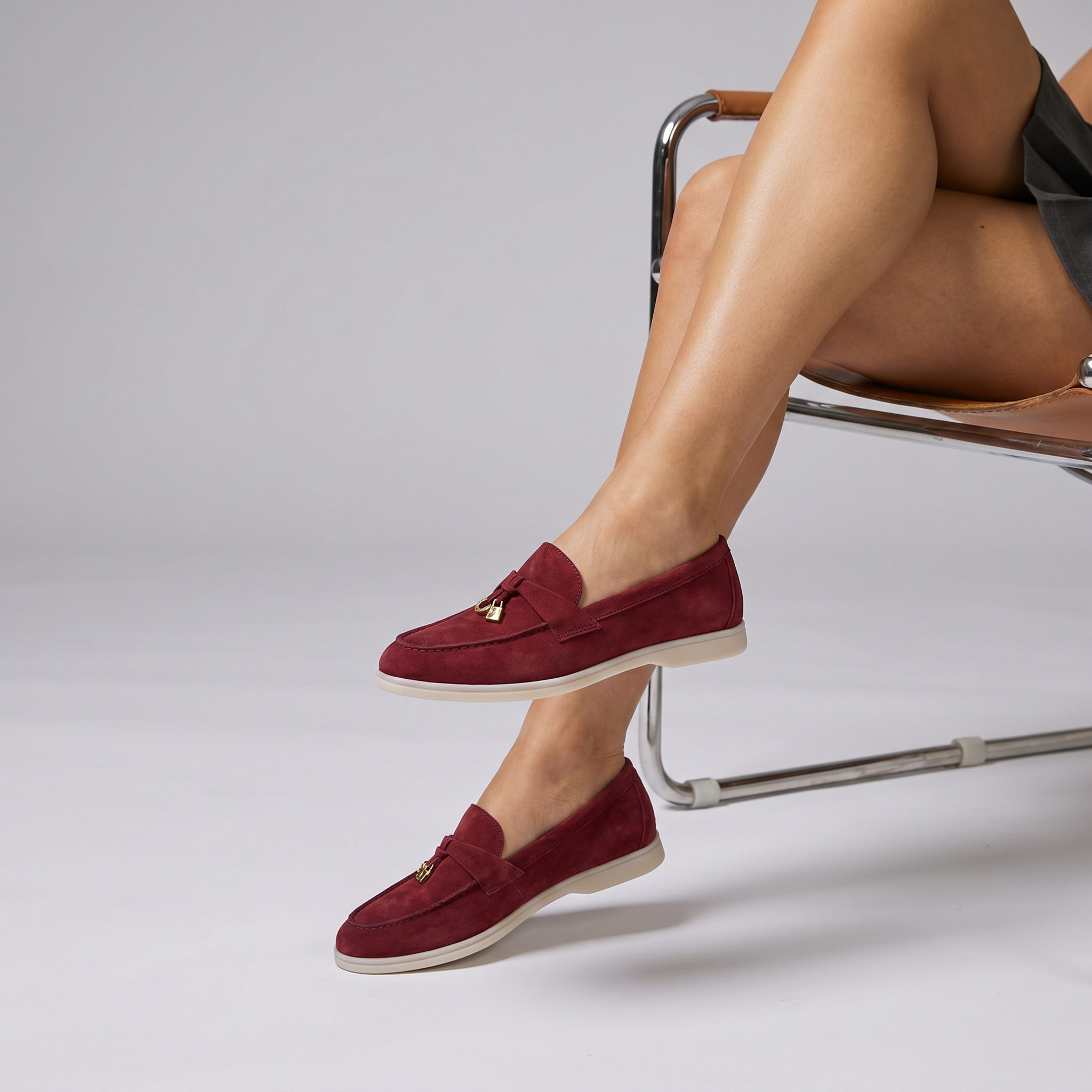 Wildleder Loafer Damen Bordeaux