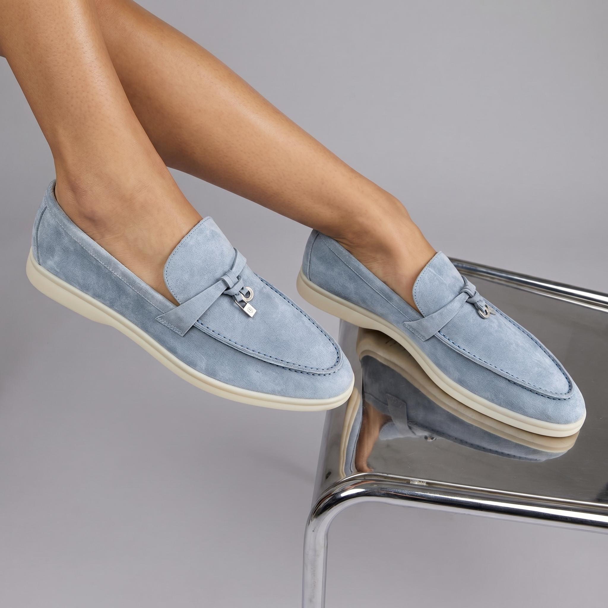 Wildleder-Loafer für Damen, himmelblau