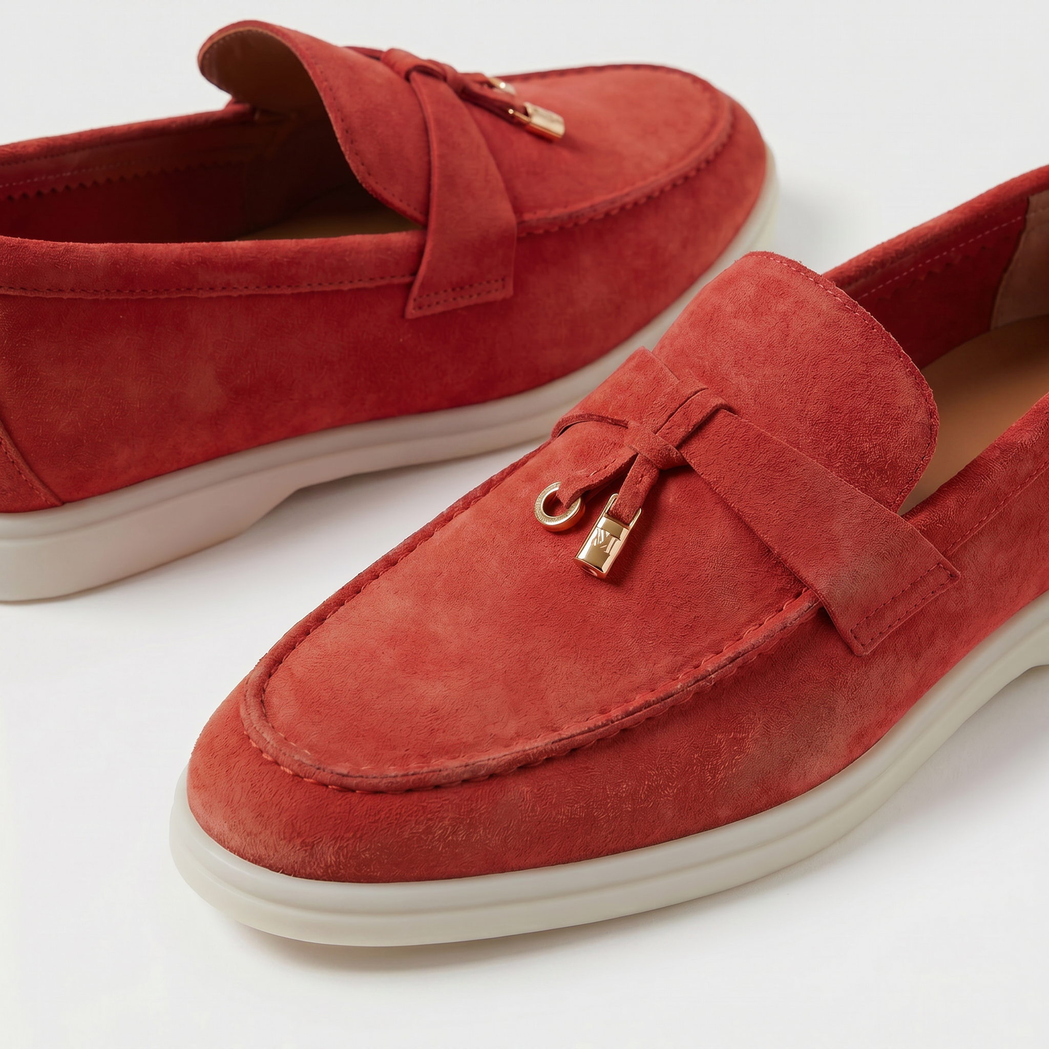Wildleder Loafer Damen Rot