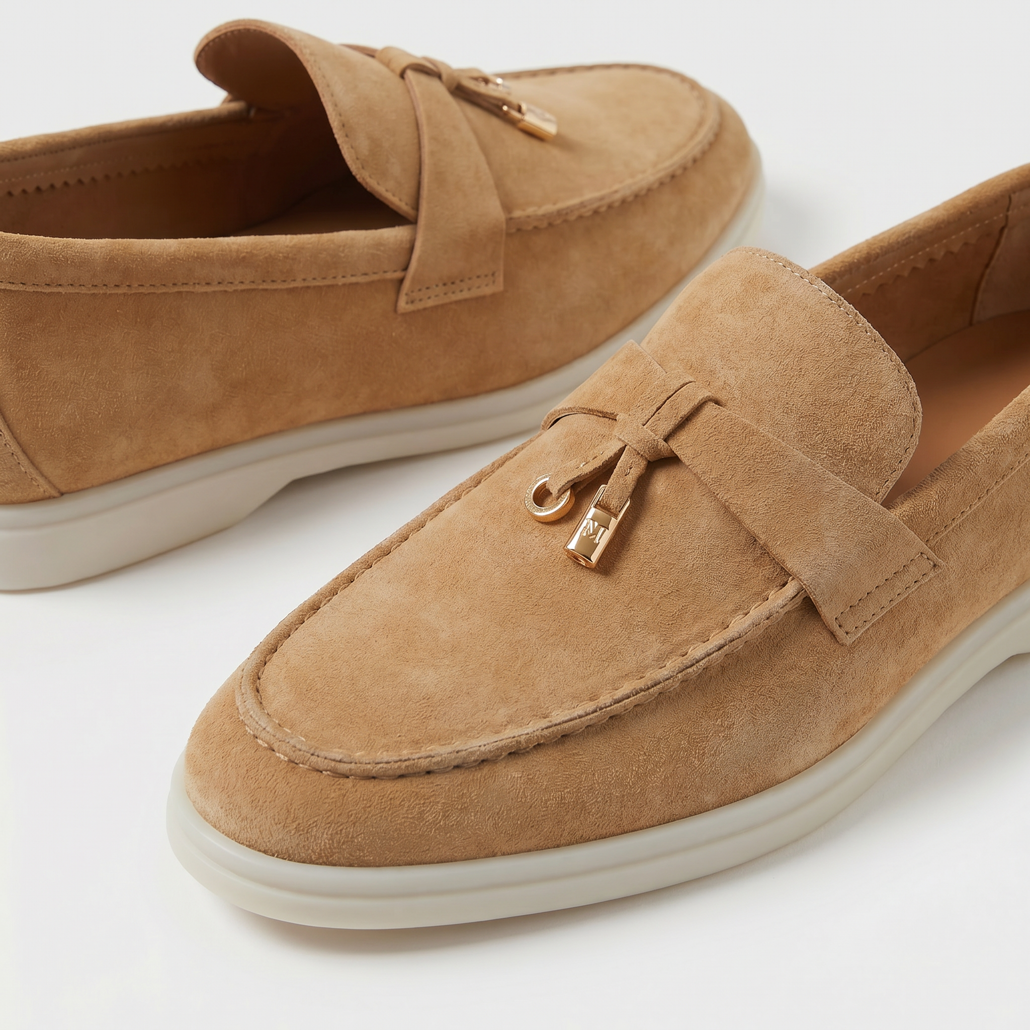 Wildleder-Loafer Damen Camel