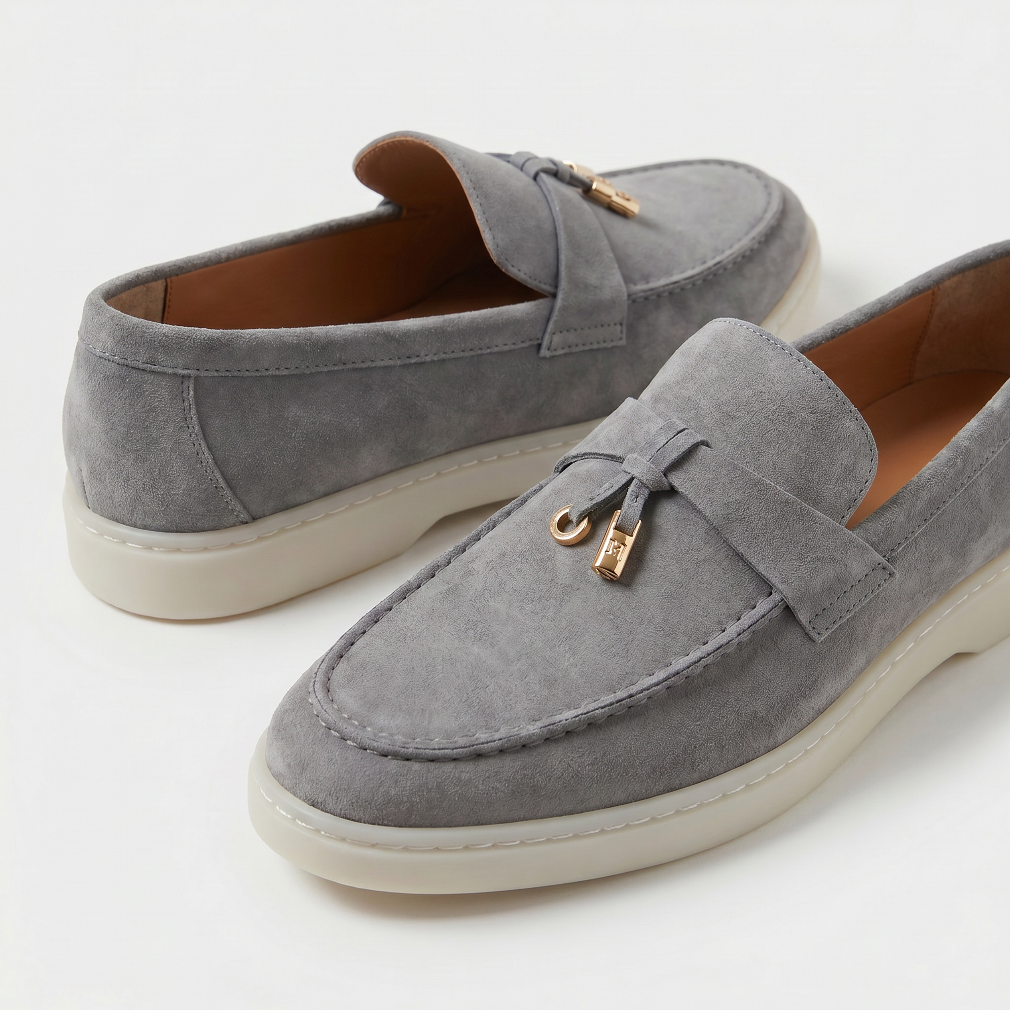Wildleder-Slipper Damen Schiefergrau