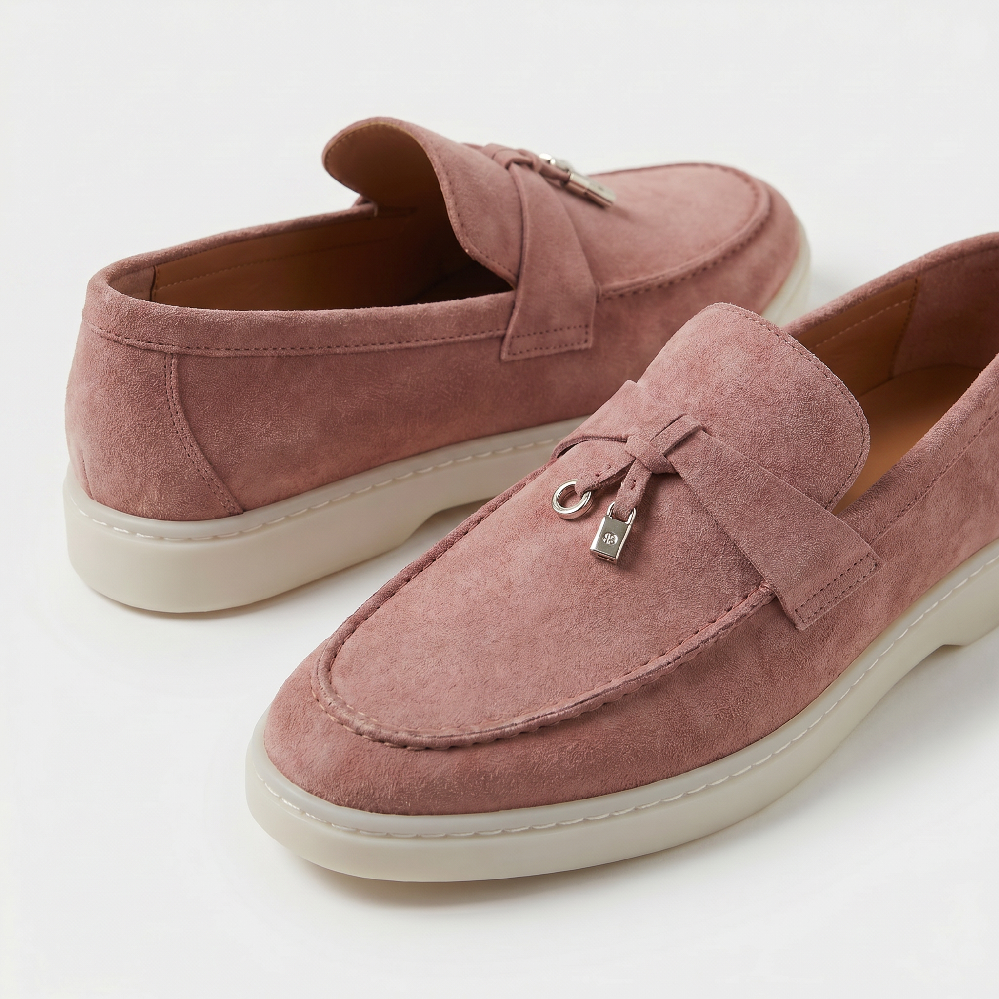 Wildleder-Slipper Damen Mauve