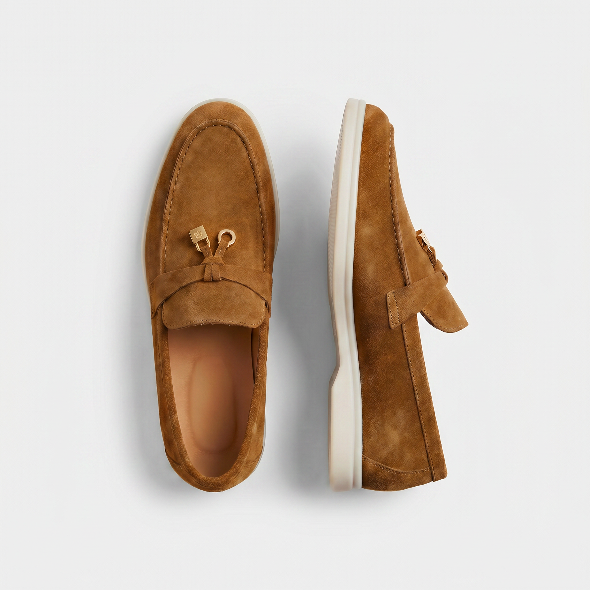 Wildleder-Slipper Damen Tan