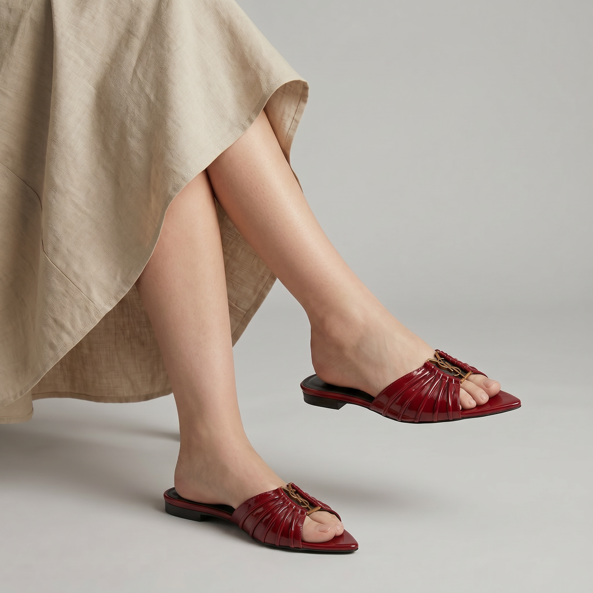 Capri Patent Flats Burgundy