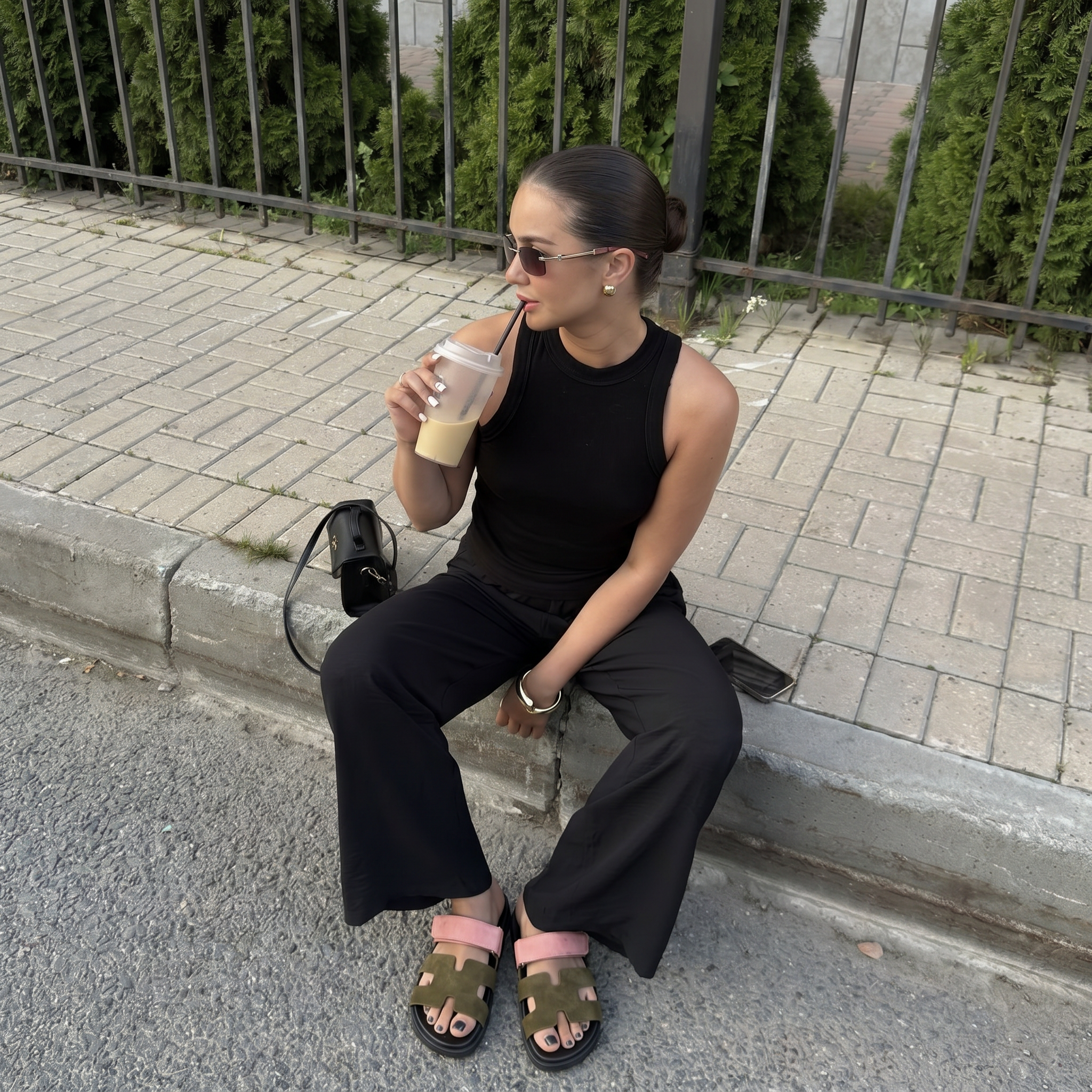 Cannes Suede Slide Women Olive Coral