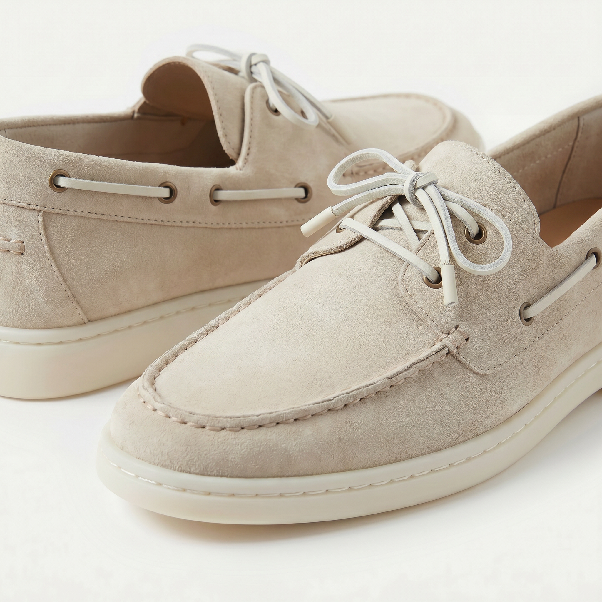 Portofino Boat Shoe Suede Chalk White