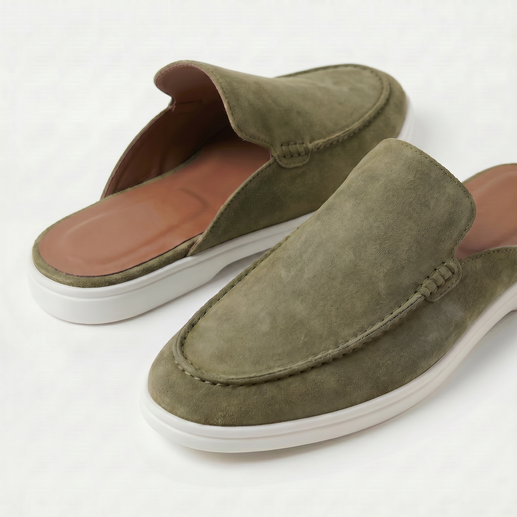 Positano Suede Mule Dark Green