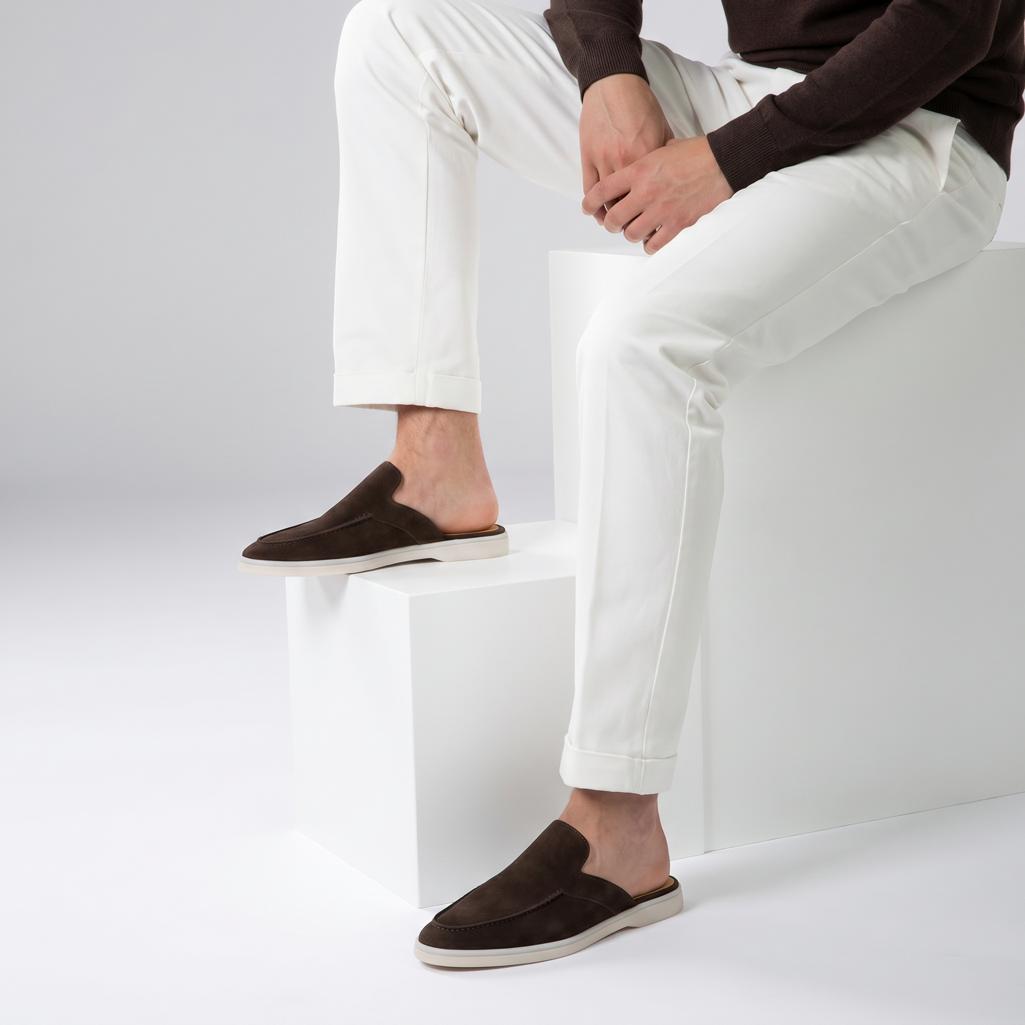 Positano Suede Mule II Dark Brown