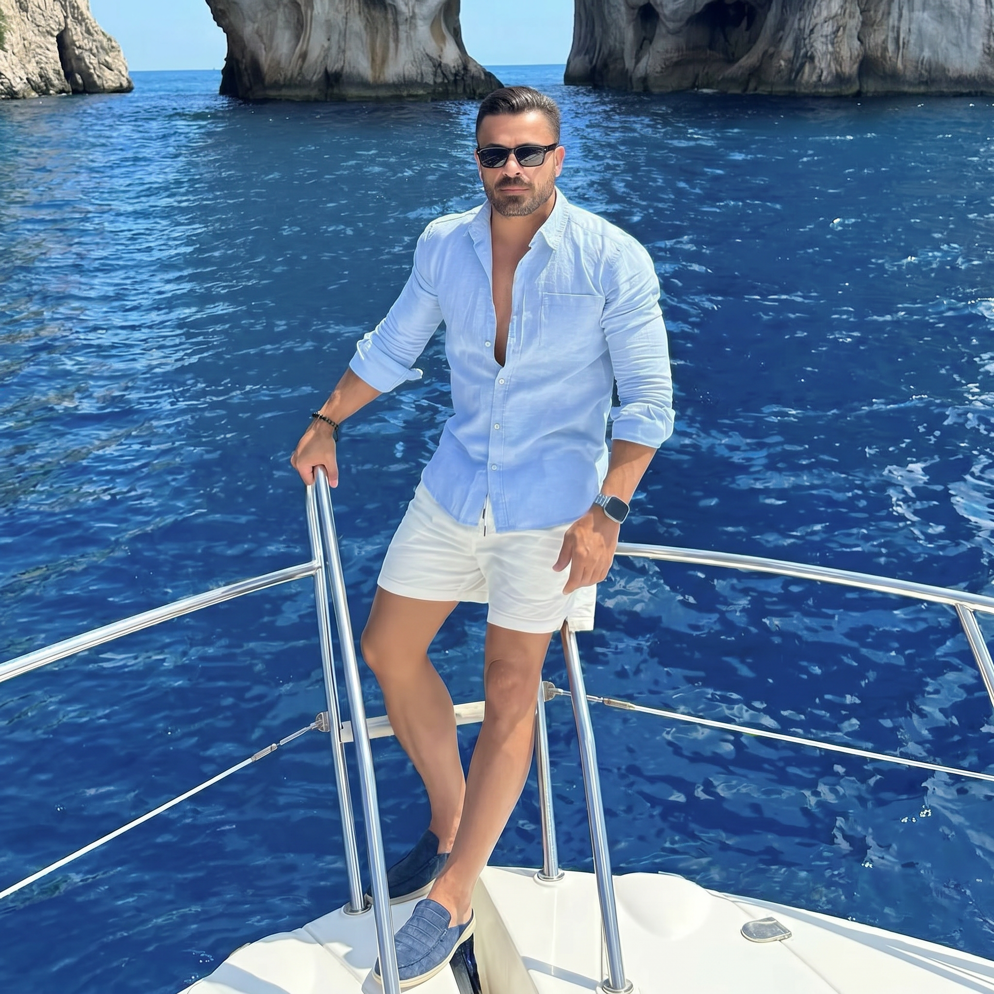 Positano Croco Mule Navy