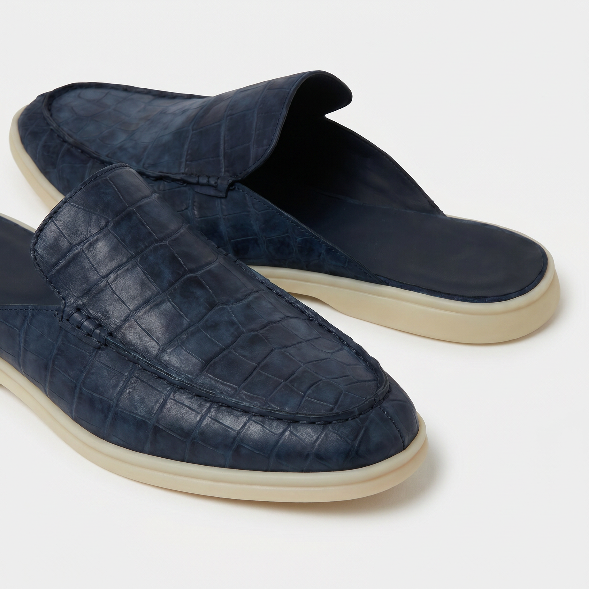 Positano Croco Mule Navy