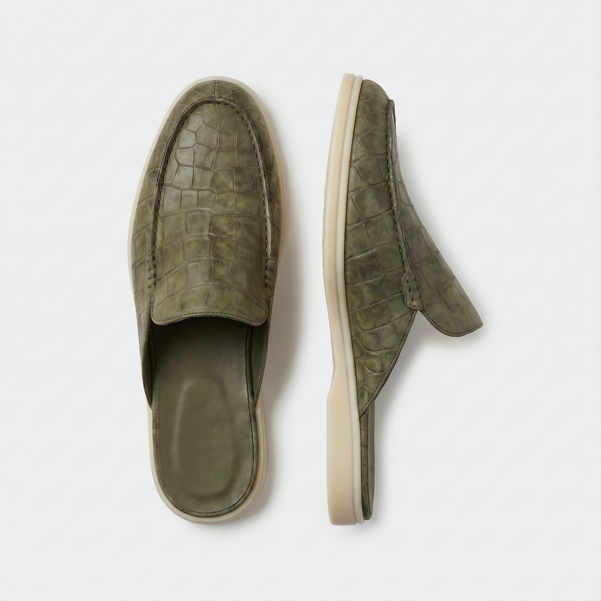 Positano Croco Mule Olive