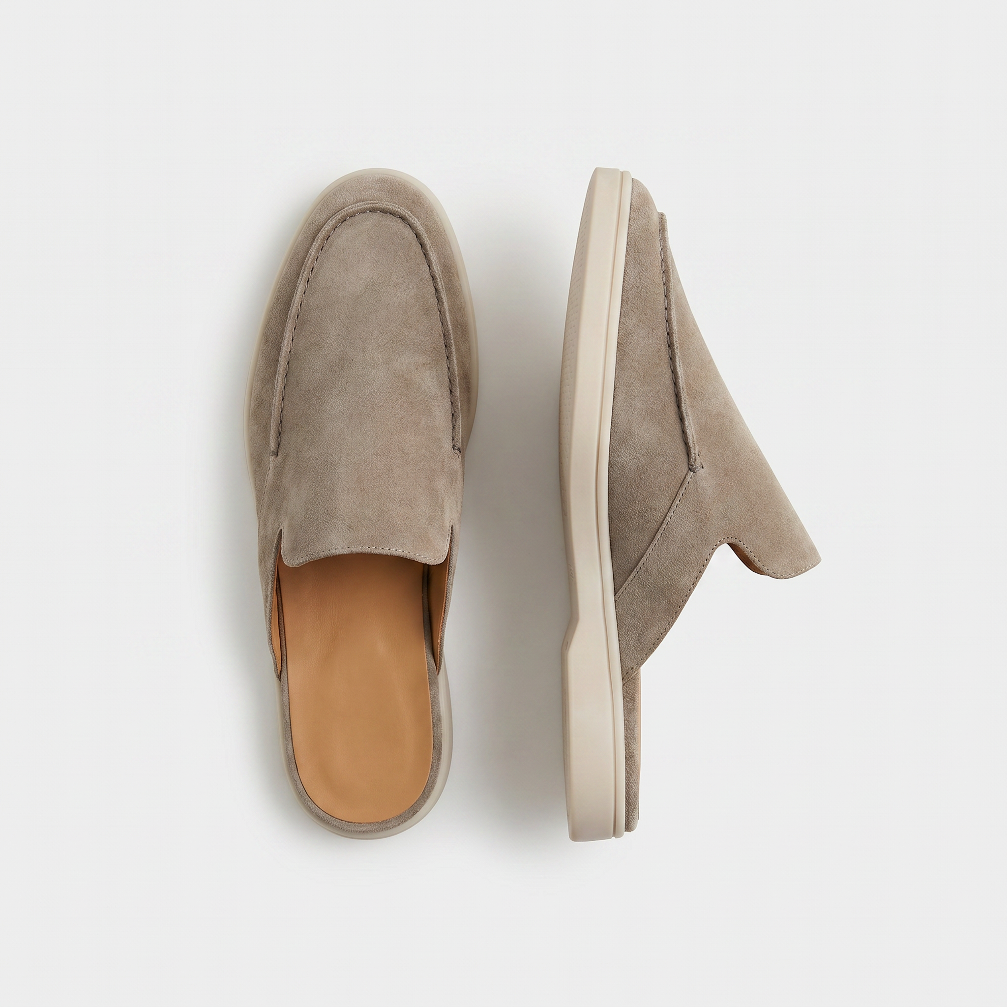 Positano Wildleder-Pantolette II Taupe