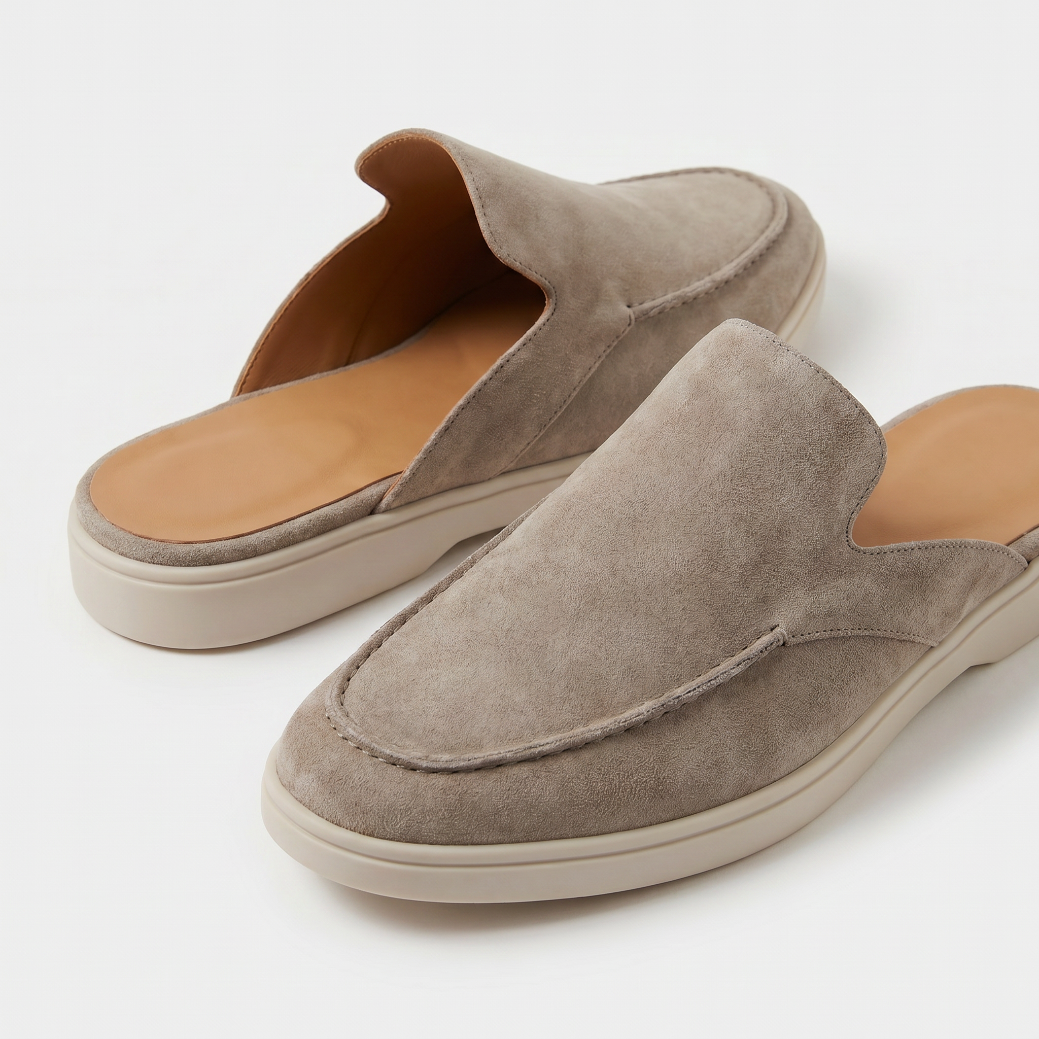 Positano Wildleder-Pantolette II Taupe