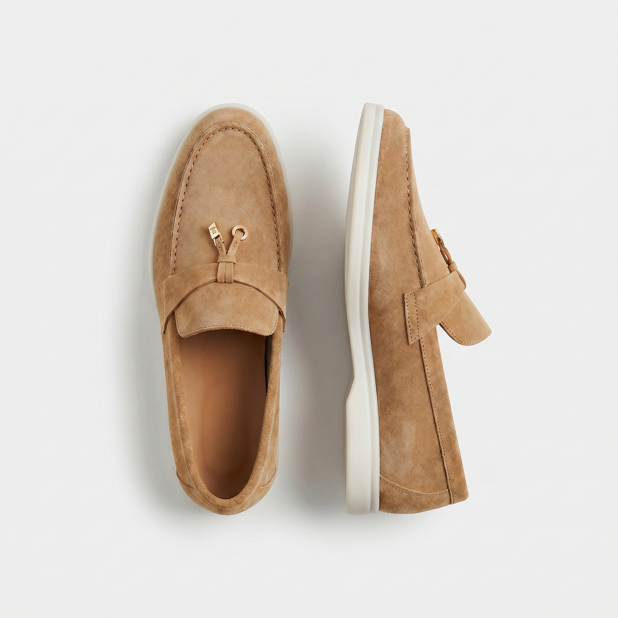 Wildleder-Loafer Damen Camel