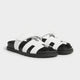 Cannes Slide Leder Weiß Schwarz