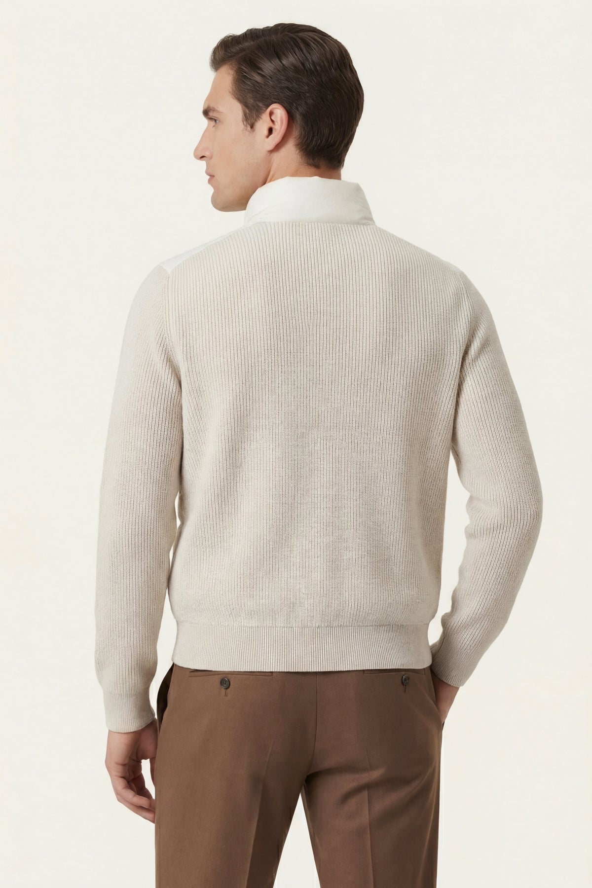 Ferrara Quilted Knit Hybrid Jacket Off White